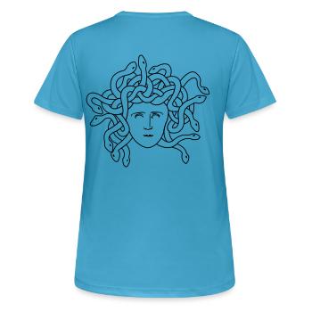 medusa face - Women's Breathable T-Shirt - sapphire blue - Back - AI Model Female 172 dark (172cm)