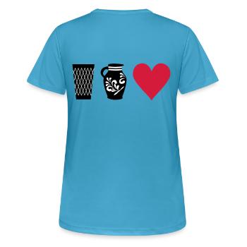 Geripptes Bembel Love - Bembel Desgin Frankfurt - Frauen T-Shirt atmungsaktiv - Saphirblau - Hinten - AI Model Female 172 dark (172cm)