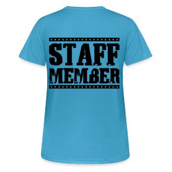Membre du personnel - T-shirt respirant Femme - bleu saphir - Dos - AI Model Female 172 dark (172cm)