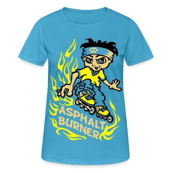Asphalt burner flex - Frauen T-Shirt atmungsaktiv - Saphirblau - Vorne - AI Model Female 172 dark (172cm)
