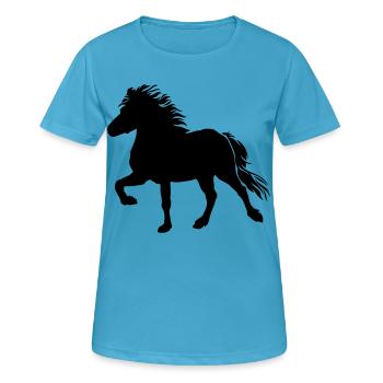 Cheval islandais puissant Tölt, islandais, poney islandais - T-shirt respirant Femme - bleu saphir - Devant - AI Model Female 172 dark (172cm)