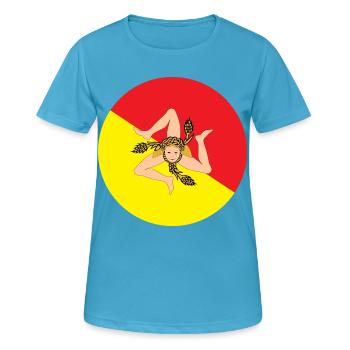 Runde Aufkleber Flagge von Sizilien Aufkleber Sizilien - Frauen T-Shirt atmungsaktiv - Saphirblau - Vorne - AI Model Female 172 dark (172cm)