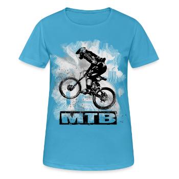 MTB - Frauen T-Shirt atmungsaktiv - Saphirblau - Vorne - AI Model Female 172 dark (172cm)