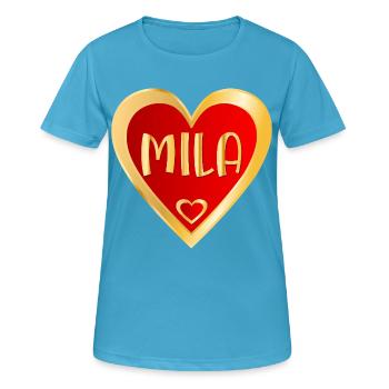 GIRLS NAME MILA HEART - Women's Breathable T-Shirt - sapphire blue - Front - AI Model Female 172 dark (172cm)