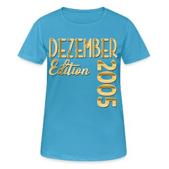 21e anniversaire Anniversaire 2005 Décembre 2005 - T-shirt respirant Femme - bleu saphir - Devant - AI Model Female 172 dark (172cm)