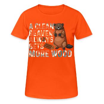 Un castor propre obtient plus de bois - T-shirt respirant Femme - orange néon - Devant - AI Model Female 172 dark (172cm)