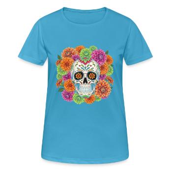 Halloween Crâne En Sucre Jour De Mort Cadeau Drôle - T-shirt respirant Femme - bleu saphir - Devant - AI Model Female 172 dark (172cm)