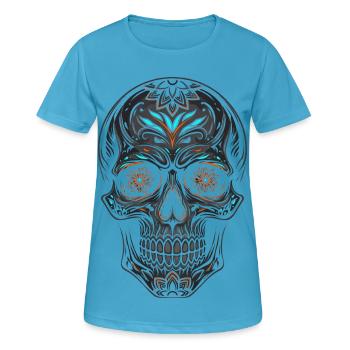 Halloween Crâne En Sucre Jour De Mort Cadeau Drôle - T-shirt respirant Femme - bleu saphir - Devant - AI Model Female 172 dark (172cm)