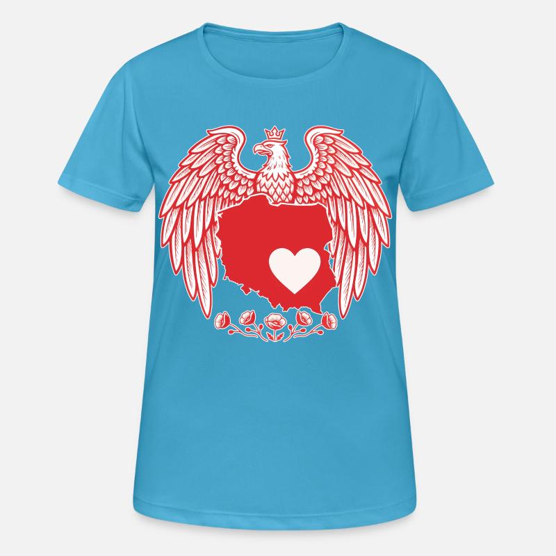 Polish Eagle Heart Map Design - Women's Breathable T-Shirt - sapphire blue