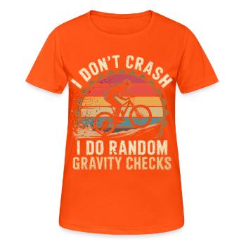 Ich crash nicht Gravity Checks - Frauen T-Shirt atmungsaktiv - Neonorange - Vorne - AI Model Female 172 dark (172cm)