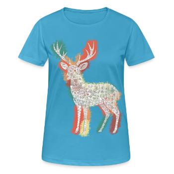 Zentangle-Rehbock - Frauen T-Shirt atmungsaktiv - Saphirblau - Vorne - AI Model Female 172 dark (172cm)