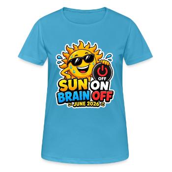 Vague de chaleur 2026 | Soleil sur le cerveau éteint - T-shirt respirant Femme - bleu saphir - Devant - AI Model Female 172 dark (172cm)