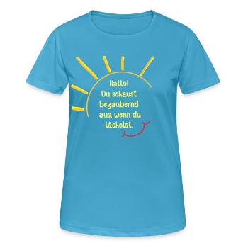 Wenn du lächelst - Frauen T-Shirt atmungsaktiv - Saphirblau - Vorne - AI Model Female 172 dark (172cm)