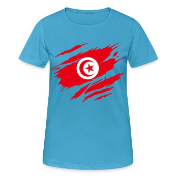 Tunisie Drapeau Tunisien Tunisienne - T-shirt respirant Femme - bleu saphir - Devant - AI Model Female 172 dark (172cm)