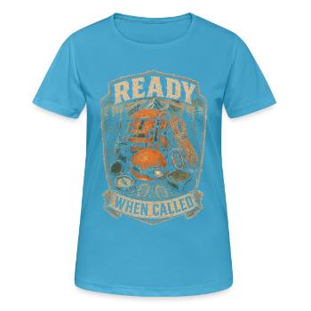 Équipe de secours prête quand on l’appelle - T-shirt respirant Femme - bleu saphir - Devant - AI Model Female 172 dark (172cm)