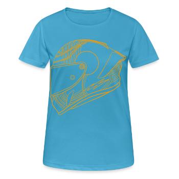 Neon Orange Helm - Visier  - Frauen T-Shirt atmungsaktiv - Saphirblau - Vorne - AI Model Female 172 dark (172cm)