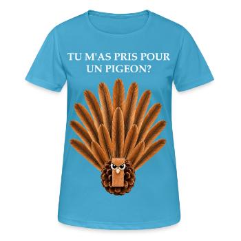 Pas un pigeon - T-shirt respirant Femme - bleu saphir - Devant - AI Model Female 172 dark (172cm)