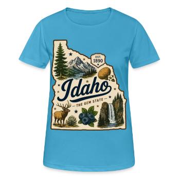 Idaho The Gem State Vintage Travel Aufkleber - Frauen T-Shirt atmungsaktiv - Saphirblau - Vorne - AI Model Female 172 dark (172cm)