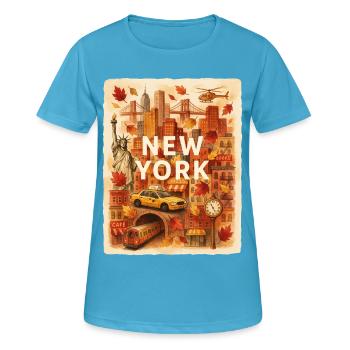 Autumn New York City Sketch - Women's Breathable T-Shirt - sapphire blue - Front - AI Model Female 172 dark (172cm)