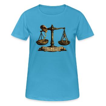 Give Me Liberty or Give Me Death – Freedom  - Frauen T-Shirt atmungsaktiv - Saphirblau - Vorne - AI Model Female 172 dark (172cm)