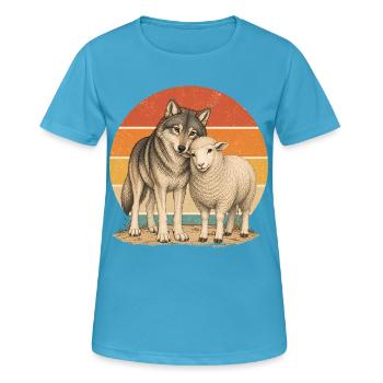 Wolf und Schaf - Frauen T-Shirt atmungsaktiv - Saphirblau - Vorne - AI Model Female 172 dark (172cm)