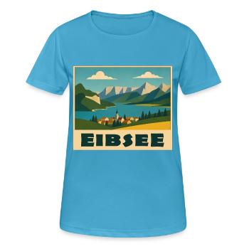 Eibsee Minimal - Frauen T-Shirt atmungsaktiv - Saphirblau - Vorne - AI Model Female 172 dark (172cm)