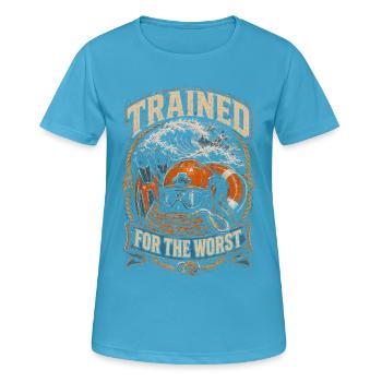 Sauveteur de la Garde côtière formé au pire - T-shirt respirant Femme - bleu saphir - Devant - AI Model Female 172 dark (172cm)