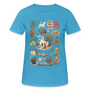 Kreta | Oliven, Meer & Inselkultur - Frauen T-Shirt atmungsaktiv - Saphirblau - Vorne - AI Model Female 172 dark (172cm)