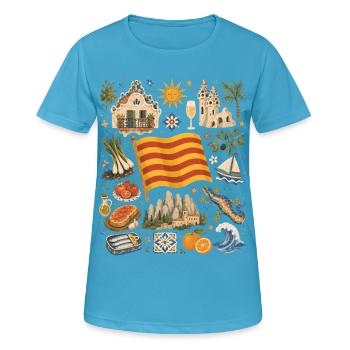 Katalonien | Gaudí, Küste & Genuss - Frauen T-Shirt atmungsaktiv - Saphirblau - Vorne - AI Model Female 172 dark (172cm)