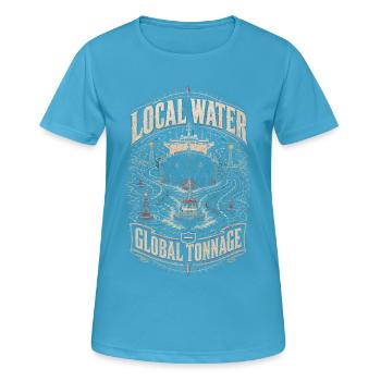 Hafenlotse Hafenlotsen Local Water Global Tonnage - Women's Breathable T-Shirt - sapphire blue - Front - AI Model Female 172 dark (172cm)