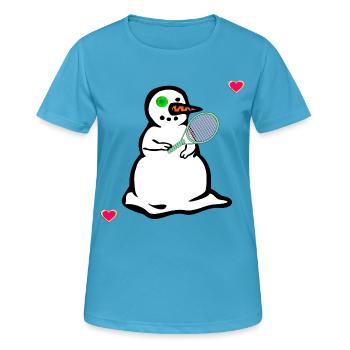 Bonhomme de neige d’hiver, tennis pour enfants - T-shirt respirant Femme - bleu saphir - Devant - AI Model Female 172 dark (172cm)