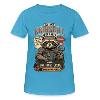 Condition Crunches But Runs Age Dysfunction - Frauen T-Shirt atmungsaktiv - Saphirblau - Vorne - AI Model Female 172 dark (172cm)