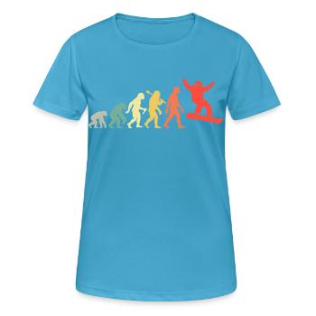 Snowboard Evolution für Snowboarder - Frauen T-Shirt atmungsaktiv - Saphirblau - Vorne - AI Model Female 172 dark (172cm)