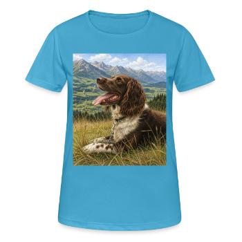 Kleiner Münsterländer - Women's Breathable T-Shirt - sapphire blue - Front - AI Model Female 172 dark (172cm)
