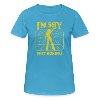 Je suis timide, pas ennuyeuse jaune - T-shirt respirant Femme - bleu saphir - Devant - AI Model Female 172 dark (172cm)