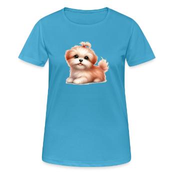 Chien mignon - T-shirt respirant Femme - bleu saphir - Devant - AI Model Female 172 dark (172cm)