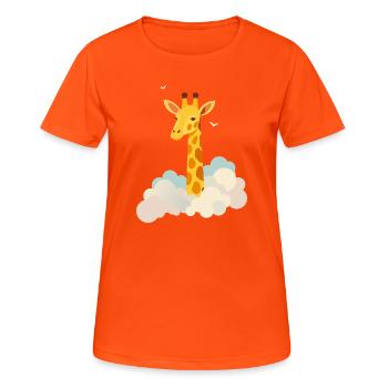 Douce girafe au-dessus des nuages – Motif onirique - T-shirt respirant Femme - orange néon - Devant - AI Model Female 172 dark (172cm)