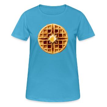 Waffel-Kostüm-Frühstück Halloween Einfache Waffel - Frauen T-Shirt atmungsaktiv - Saphirblau - Vorne - AI Model Female 172 dark (172cm)