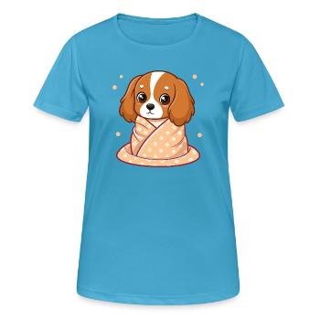 Dog Rider Cuddly in Pastel Plaid - Women's Breathable T-Shirt - sapphire blue - Front - AI Model Female 172 dark (172cm)