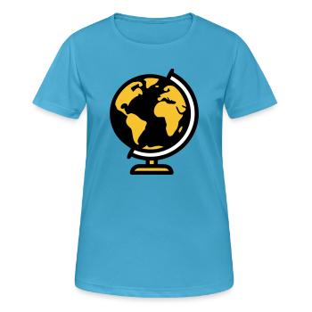 École Globe Globe Earth - T-shirt respirant Femme - bleu saphir - Devant - AI Model Female 172 dark (172cm)
