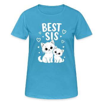 Beste Schwester Katzen Schwestern Best Sis Katze - Frauen T-Shirt atmungsaktiv - Saphirblau - Vorne - AI Model Female 172 dark (172cm)