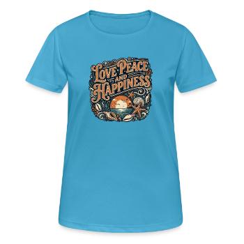 Love Peace Happiness Rétro Vintage - T-shirt respirant Femme - bleu saphir - Devant - AI Model Female 172 dark (172cm)