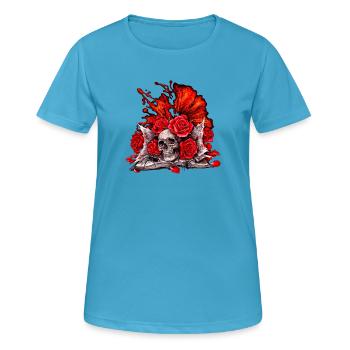 Rosenknochen Gothic Flammenrose - Frauen T-Shirt atmungsaktiv - Saphirblau - Vorne - AI Model Female 172 dark (172cm)