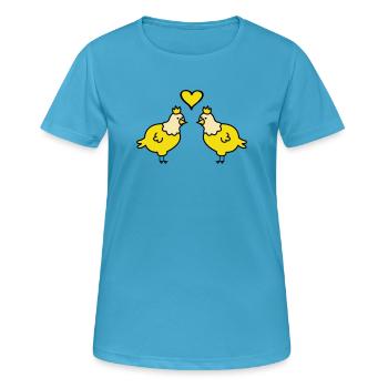 Couple Cœur de Poulets Jumeaux - T-shirt respirant Femme - bleu saphir - Devant - AI Model Female 172 dark (172cm)