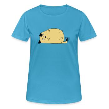 Chien regarde sa queue - T-shirt respirant Femme - bleu saphir - Devant - AI Model Female 172 dark (172cm)