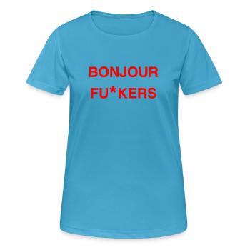 Bonjour Rebel Typo Graphic - Frauen T-Shirt atmungsaktiv - Saphirblau - Vorne - AI Model Female 172 dark (172cm)