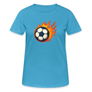 Feuerball Fußball Flamme - Frauen T-Shirt atmungsaktiv - Saphirblau - Vorne - AI Model Female 172 dark (172cm)