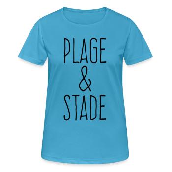 Plage et stade - T-shirt respirant Femme - bleu saphir - Devant - AI Model Female 172 dark (172cm)