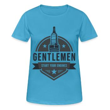 Messieurs, démarrez vos moteurs Sport automobile - T-shirt respirant Femme - bleu saphir - Devant - AI Model Female 172 dark (172cm)