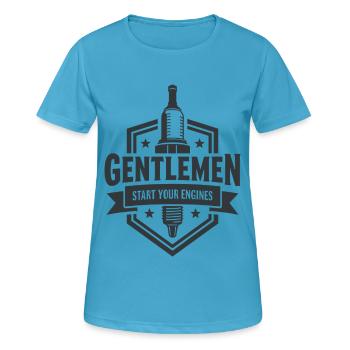 Messieurs, démarrez vos moteurs Sport automobile - T-shirt respirant Femme - bleu saphir - Devant - AI Model Female 172 dark (172cm)